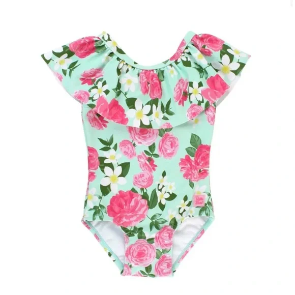 BUNDLE of 2 Ruffle Butts One Piece Swimsuits. UPF 50+ fabric. 12-18M.